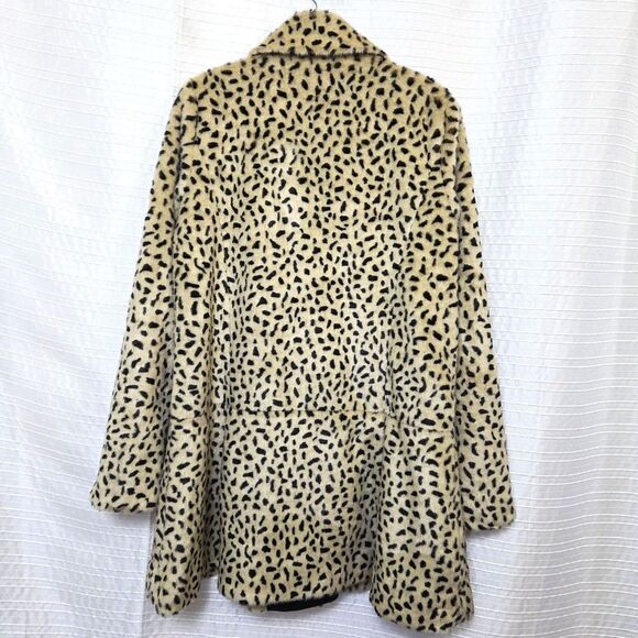 Free People Leopard Print Double Breasted Swing Coat Faux Fur Women's 4 - Picture 2 of 14